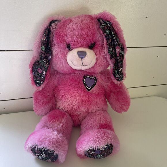 Build a Bear Hot Pink Heart Bunny Rabbit 16" BABW Plush Toy Best Friends Forever - Picture 1 of 9